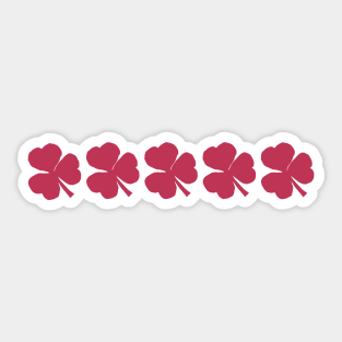 Five Magenta Shamrocks for St Patricks Day Sticker